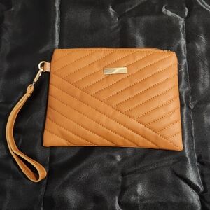 Elegant Tan Quilted Clutch